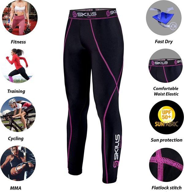 Skills Women Compression Base layer Top Skin Fit Shirt + Pants / Tights set - Image 4