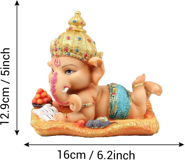 Tied Ribbons Ganesh Idol for Home d??cor - Decorative Ganesha Statue for Home Decoration Handmade Figurine(16 cm X 12.9 cm) - Image 2