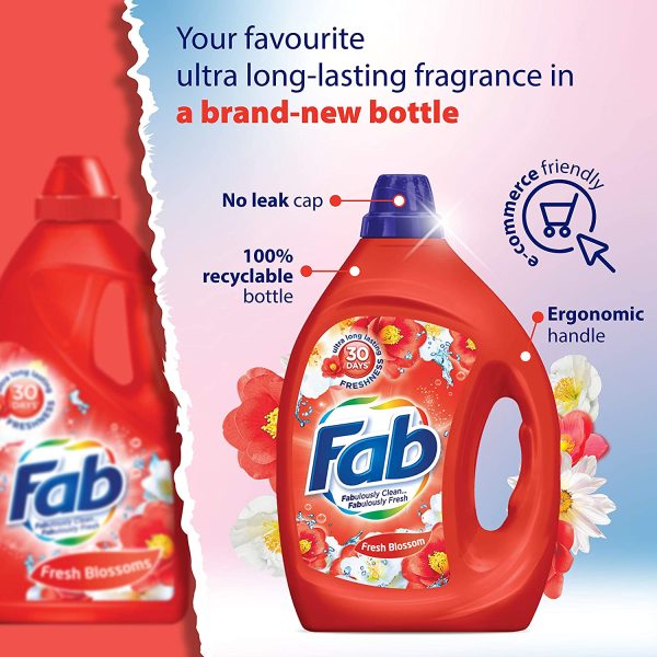 Fab Fresh Blossoms Laundry Liquid Detergent 1 Liter - Image 8