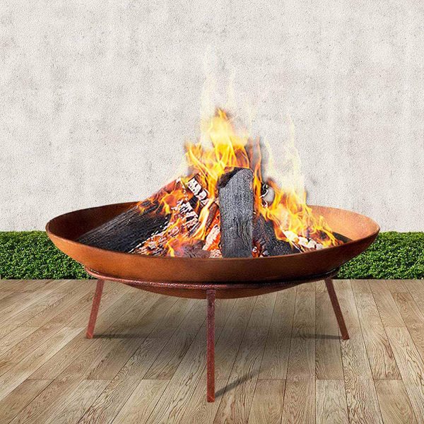 Outdoor Fire Pit-Grillz 60cm Fire Pit Bowl Portable Camping Backyard Garden