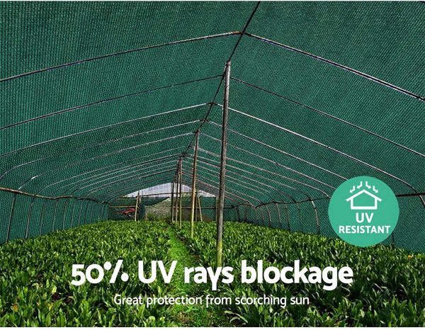 Instahut 50% Sunblock Shade Sail 100GSM UV Resistant Shadecloth Sail Roll Privacy Screen Outdoor Patio Lawn Fence Greenhouse Flower Plants-Green(1.83x50m) - Image 6