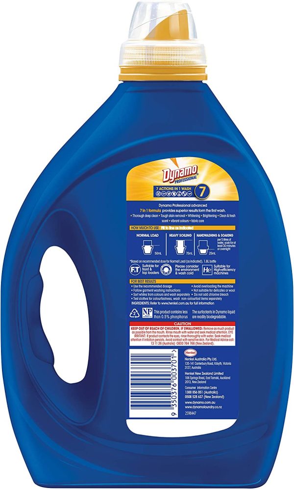 Dynamo Professional with 7 Actions in 1 Wash, Liquid Laundry Detergent, 1.8 Litres, 36 Washloads - Image 4