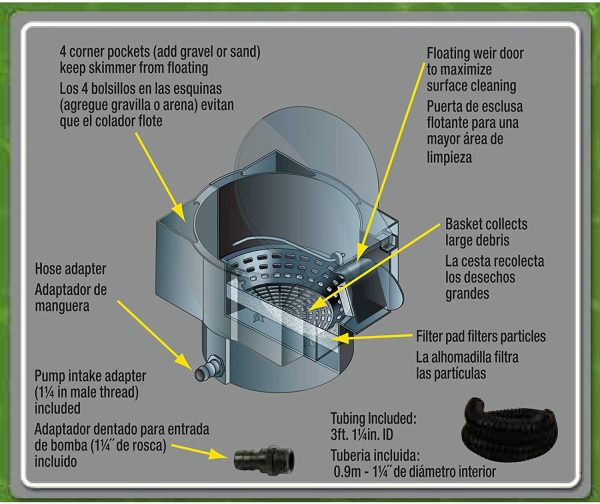Tetra Pond in-Pond Skimmer, Skims Pond Debris Before It Sinks, Black - Image 5