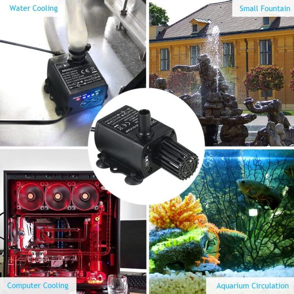 Decdeal Submersible Water Pump with Flow Adjustment Function and USB Interface, DC 5V 4.8W 300L/H Lift 300cm - Image 2