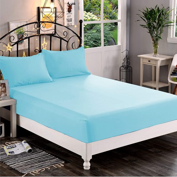 Premium Hotel Quality 1-Piece Fitted Sheet, Luxury & Softest 1500 Thread Count Egyptian Quality Bedding Fitted Sheet Deep Pocket up to 16inch, Wrinkle and Fade Resistant, Full, Aqua Blue