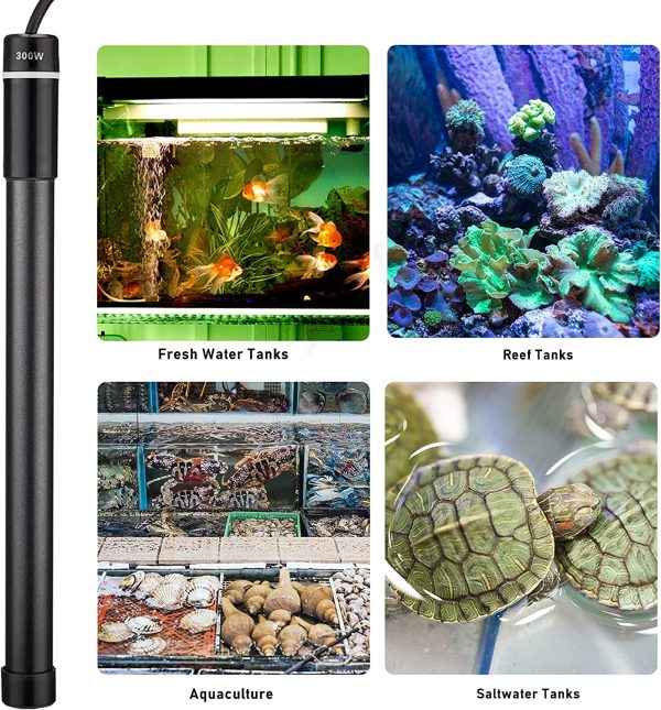 INKBIRDPLUS Titanium Aquarium Heater 300W, for 50-60 gallons Fish Tank, Submersible Fish Tank Heater With Smart IC Chip Waterproof LCD Screen 68?H-94?H(20??C-34??C) Adjustable Heating Temperature For Freshwater or Saltwater Tanks - Image 2