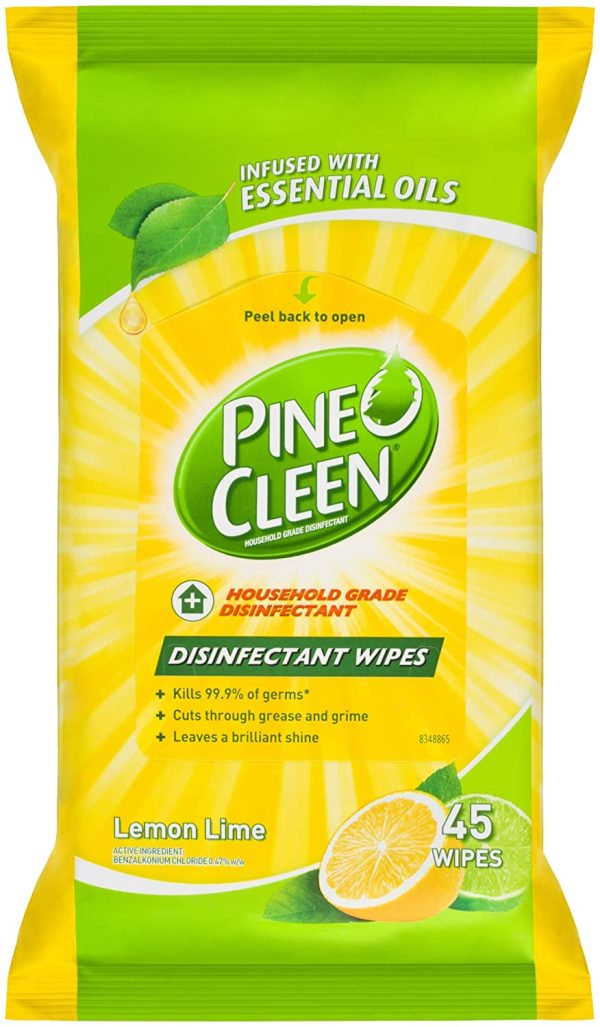 Pine O Cleen Antibacterial Disinfectant Wipes, Lemon Lime Burst, 45 Wipes - Image 2