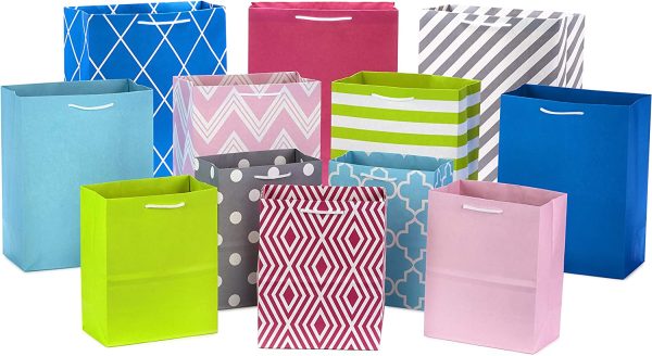 Pastel Gift Bags in Assorted Sizes (Pack of 12-5 Medium 8", 4 Large 11", 3 Extra Large 14") for Baby Showers, Bridal Showers, Birthdays, Easter - Image 4