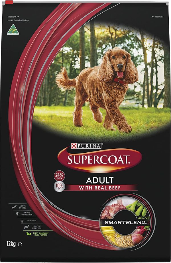 Supercoat Adult Dog Food, Beef, 12kg