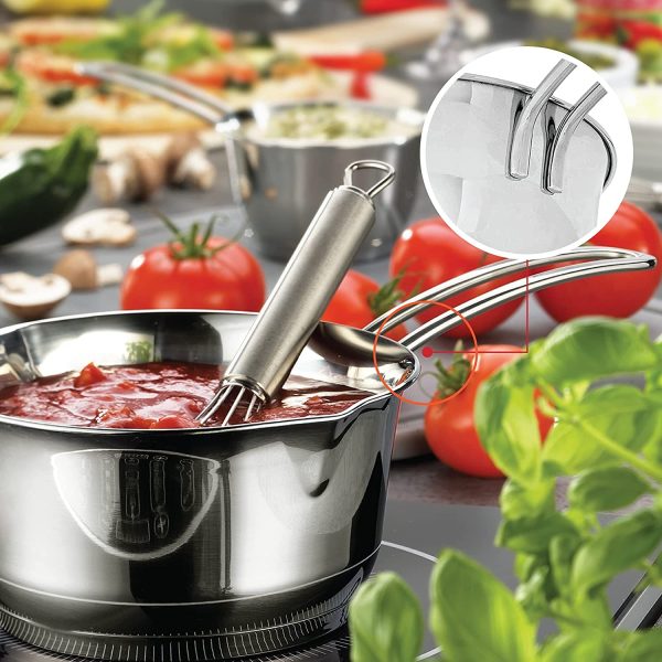 Stainless Steel Saucepan with Clad Bottom 1 Quart Silver - Image 4