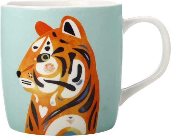 Pete Cromer Wildlife Mug 375ML Tiger Gift Boxed Aqua