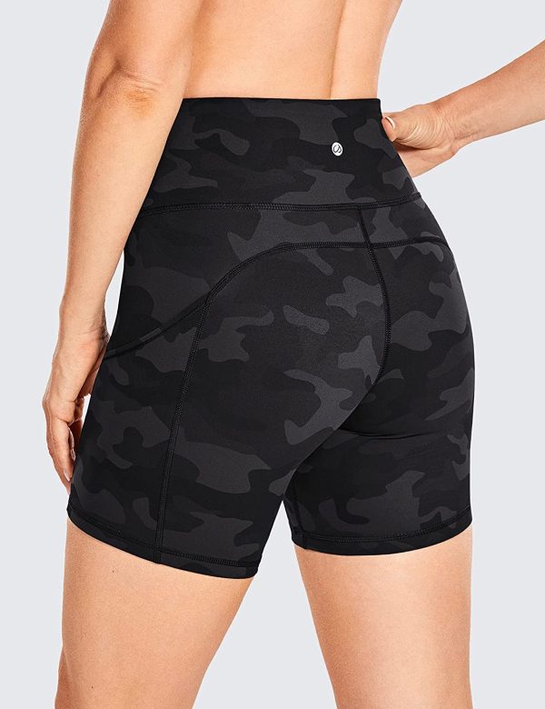 CRZ YOGA Women's Sport Shorts High Waist Tummy Control Shorts with Side Pockets-6 inches - Image 4