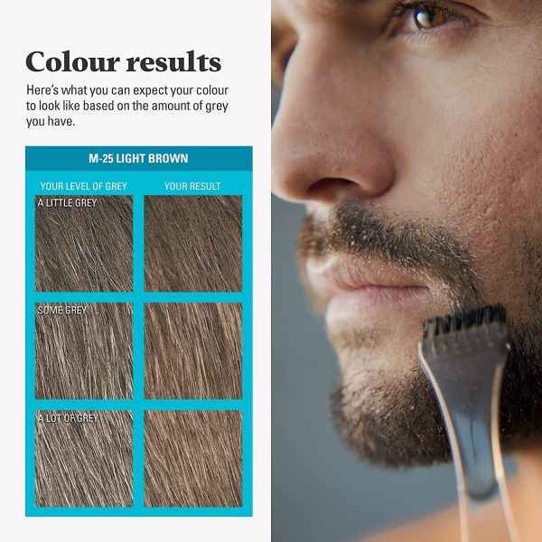 Just For Men Moustache & Beard, Beard Dye For Grey Hair With Brush Included, Eliminates Grey For A Thicker & Fuller Look - Colour: Light Brown, M-25 - Image 4