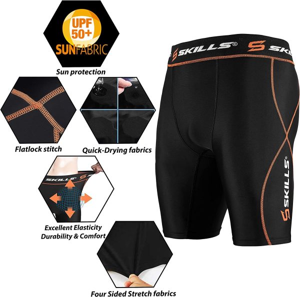 Skills Black Compression Shorts for Men - Increases Power and Reduces Muscle Fatigue - Sports Performance Underwear Premium Quality Lycra Running Shorts - Image 3