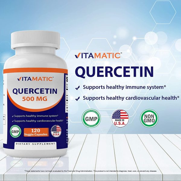 Vitamatic Quercetin 500 mg, 120 Vegetarian Capsules (Non-GMO, Gluten Free, Vegan) - Supports Cardiovascular Health, Helps Improve Anti-Inflammatory & Immune Response, - Image 2