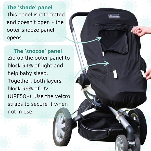 SnoozeShade Universal pram Sunshade (6m+) and Portable Blackout Blind | Helps Baby Sleep on-The-go | Blocks up to 99% UV (UPF50 Plus - Image 5