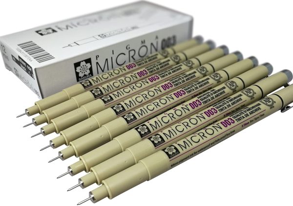 Sakura Pigma Micron pen 003 black felt tip artist drawing pens - 8 pen set - Image 2