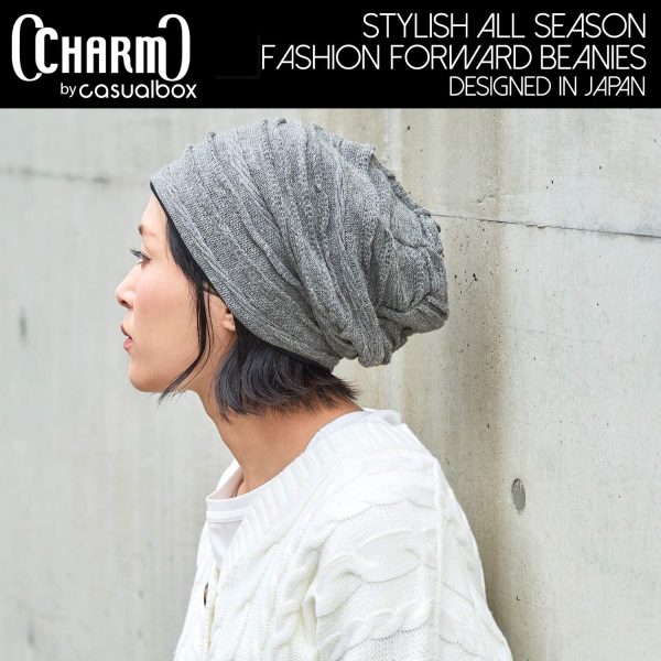 CHARM Organic Cotton Winter Beanie - Mens Slouchy Oversized Hat Womens Chemo Cap