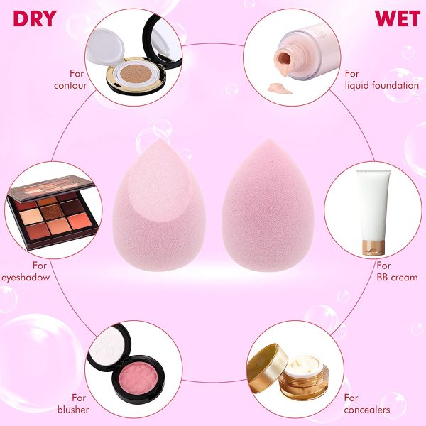 SEYMAYKA ? Dream Beauty Makeup Blender Sponges, Dry & Wet Blending Sponges 2pcs Professional Beauty Makeup Set - Image 6