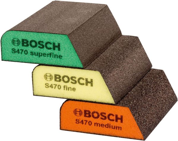 Bosch 3-Piece Sanding Sponge Combi-Block Set (Medium, Fine, Superfine, Accessories for Hand Sanding) - Image 3