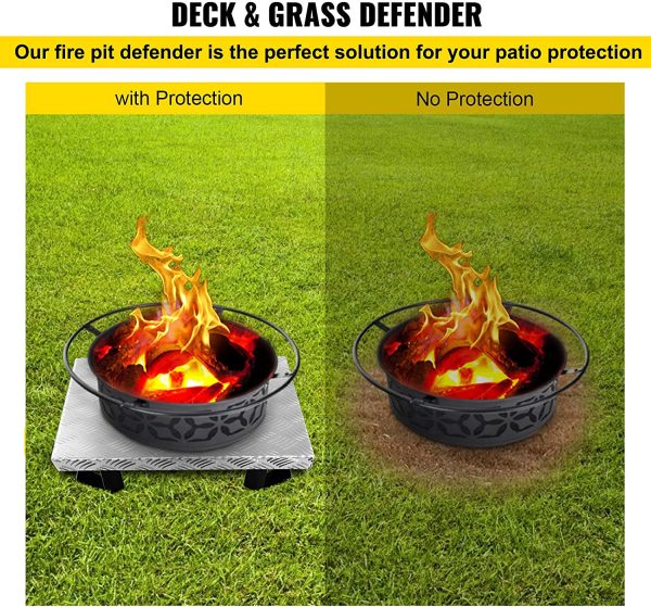 VEVOR Fire Pit Heat Shield, 26 x 26 Inch Deck Defender & Grass Guard, High Temp Carbon Steel Fire Pit Heat Deflector for Grass Lawn Guarding, Fire Pit Pad for Outdoors, Bonfires, Wood Burning, Square - Image 6