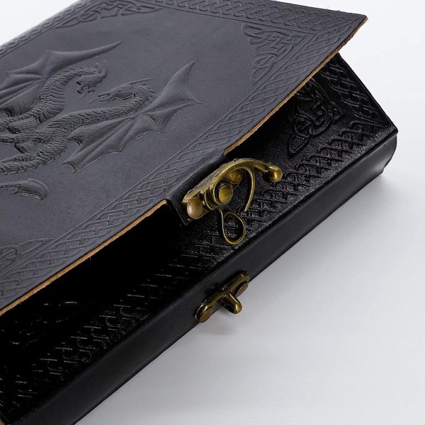 Handmade Leather Double Dragon Journal/Writing Notebook Diary/Bound Daily Notepad for Men & Women Unlined Paper Medium, Writing Pad Artist, Sketch 8 X 6 Black - Image 6