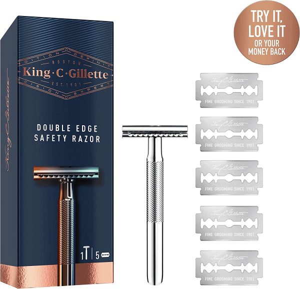 Gillette Double Edge Safety Razor + 5 Razor Blades, 5 Count (Pack of 1) - Image 3