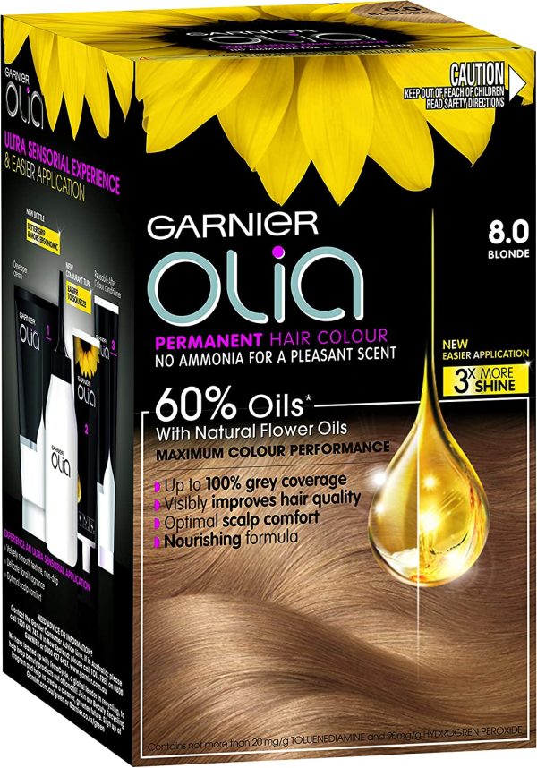 Garnier Olia Permanent Hair Colour - 8.0 Blonde (Ammonia Free, Oil Based) - Image 6