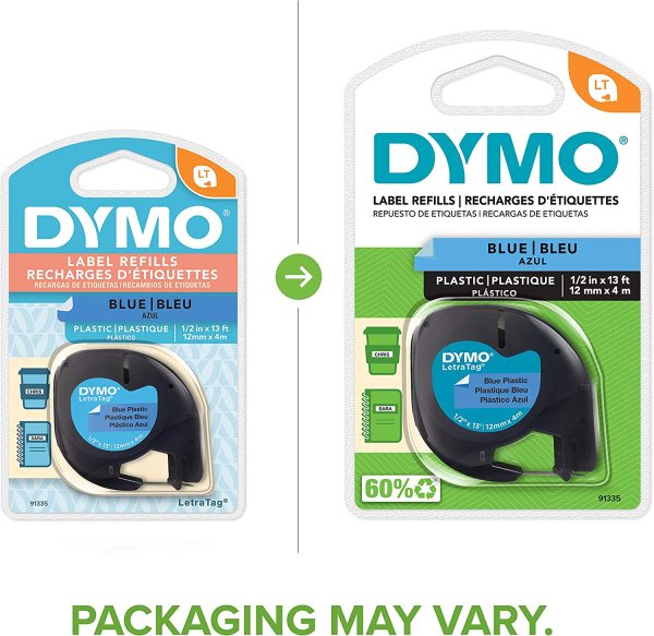 DYMO LetraTag Labeler Plastic Tape 12mm x 4M Blue