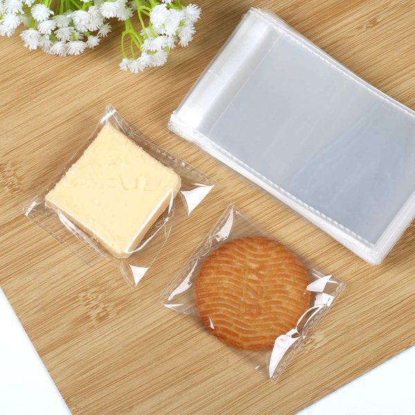 GWHOLE 100 PCS 2.75x 3.94 inch Resealable Clear Cello Cellophane Bags Self Adhesive Sealing for Bakery, Candle, Soap, Cookie Poly Bags - Image 2