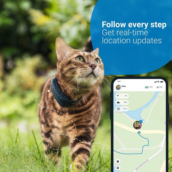 Tractive GPS CAT 4. Cat tracker. Follow every step in real-time. Unlimited Range. Activity Monitoring (w/ midnight blue collar attachment) - Image 9