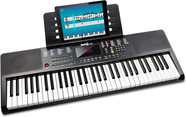 RockJam RJ361 61 Key Keyboard Piano with Sheet Music Stand Piano Note Sticker Power Supply and Simply Piano Application