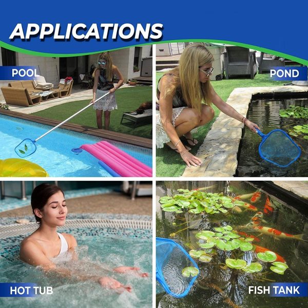 PALYINGMINDS Pool Skimmer Net with Pole (100 cm) | Hot Tub Spa Leaf Cleaner Net | Plastic Framed Fine Mesh Net | Easily Removes Leaves, Debris, Small Particles from Pools, Spas, Hot Tubs, Ponds - Image 2