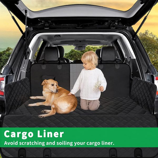 Dog Car Seat Cover,Waterproof Pet Seat Cover with Mesh Visual Window & Seat Belt Opening & Storage Pockets,Wear-Proof Dog Back Seat Hammock for Cars, Trucks and SUV - 147 x 137 cm - Image 7