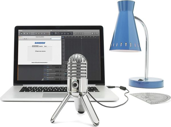 Samson Meteor USB Microphone Portable Studio Condenser - Smooth, Flat Frequency Response of 20Hz?C20kHz - Ideal for Podcasting, Music Recording, Gaming, Skype or Streaming - Silver Chrome (SAMTR) - Image 2