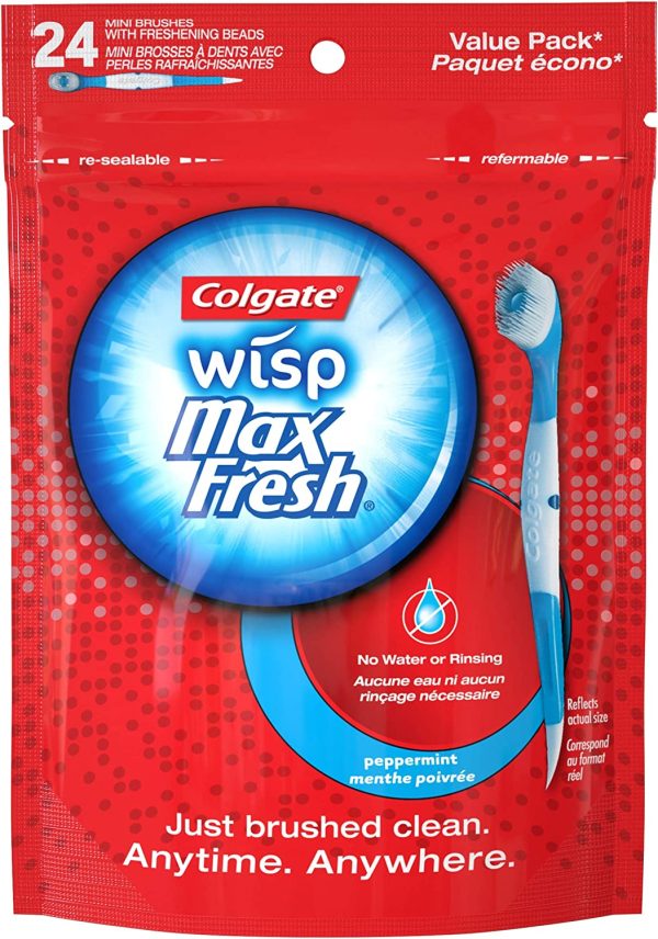 Colgate Max Fresh Wisp Disposable Mini Toothbrush, Peppermint - 24 count (1 pack) - Image 3