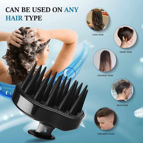 OXORT Wet & Dry Hair Scalp Massager ?C Waterproof Scalp Brush with 1 inch long Soft Silicone Bristles & Hanging String for Reduced Dead Cell, Flaky Skin & Dandruff ?C Suitable for All Hair Type and Style (Black) - Image 3