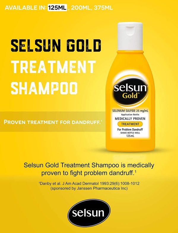 Selsun Gold Anti Danndruff Treatment Shampoo, Medically proven treatment for dandruff control, Reduces flaking, 125mL - Image 6