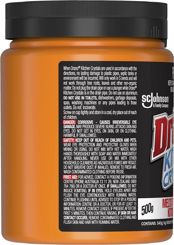 Drano Drain Cleaner, Drano Drain Crystal, Cuts Through Tough Clogs, 500 grams - Image 4