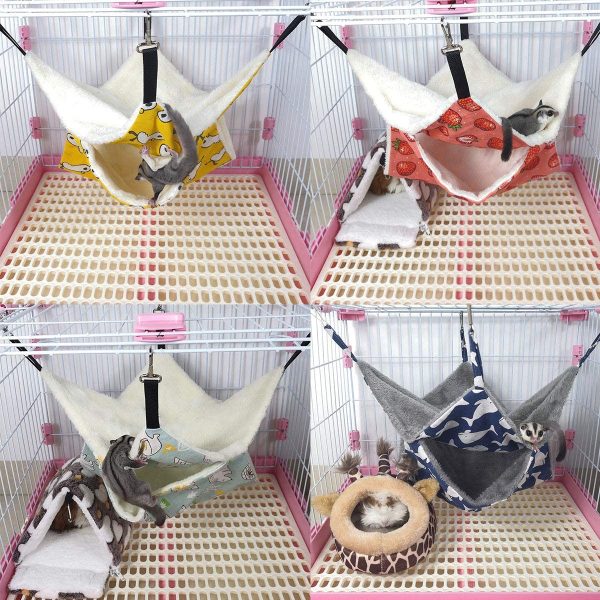 LEFTSTARER Pet Small Animal Hanging Hammock Ferret Bunkbed Hammock Cage Toy for Hamster Rat Sugar Glider Parrot Guinea Pig Hideout Play Sleep (Polar Bear) - Image 4