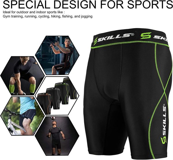 Skills Black Compression Shorts for Men - Increases Power and Reduces Muscle Fatigue - Sports Performance Underwear Premium Quality Lycra Running Shorts - Image 5