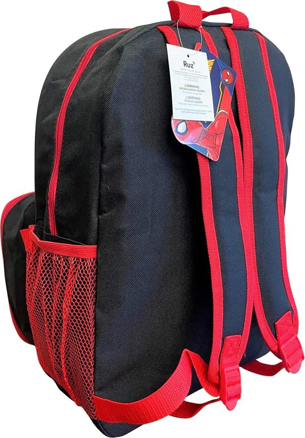 Spiderman Boy's 16 Inch Backpack With Removable Matching Lunch Box (Black-Red), Black-red, Large - Image 2