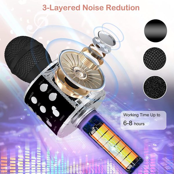 Verkstar Wireless Karaoke Microphone, Bluetooth Speaker Mic Best Birthday Gift Toy for Kids Adults with LED Lights and Recording Magic Sing Portable Handheld Karaoke Machine - Image 7