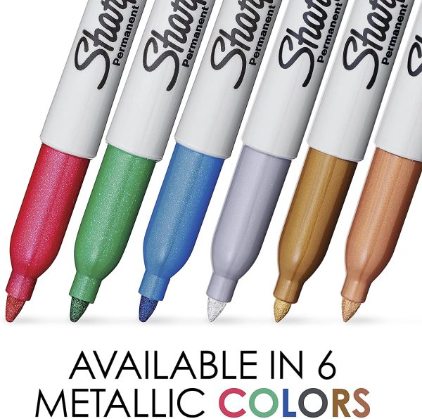 Sharpie 39108PP Metallic Permanent Markers, Fine Point, Silver, 2 Count - Image 2