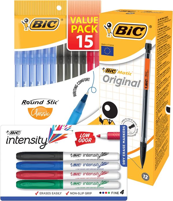 Classroom Stationery Bundle Pack - 15 Assorted Colour Ballpens, 12 Mechanical Pencils & 4 Assorted Dry Erase Whiteboard Markers - Image 4