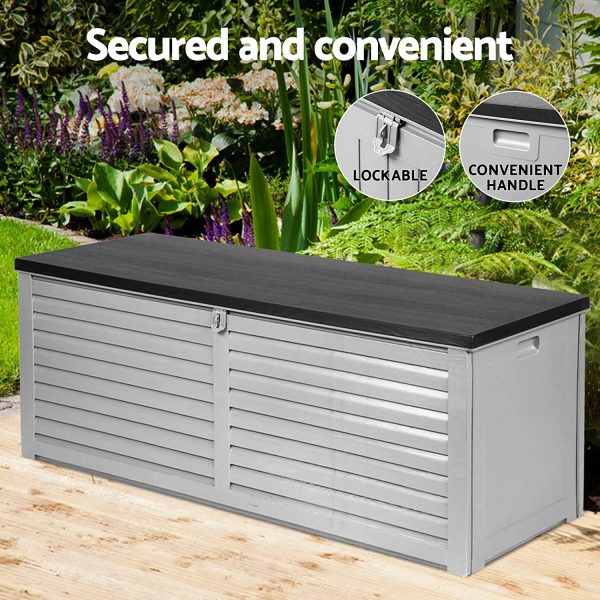 Outdoor Storage Box Bench Seat Lockable Garden Deck Toy Tool Sheds 390L