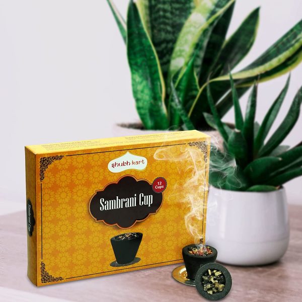 Sambrani Natural Indian Resin/ Loban/ Dhoop /Guggal/ Incense Cup 12pcs - 12 in a Pack - Image 3