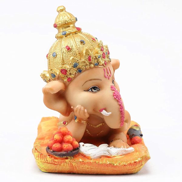 Tied Ribbons Ganesh Idol for Home d??cor - Decorative Ganesha Statue for Home Decoration Handmade Figurine(16 cm X 12.9 cm)