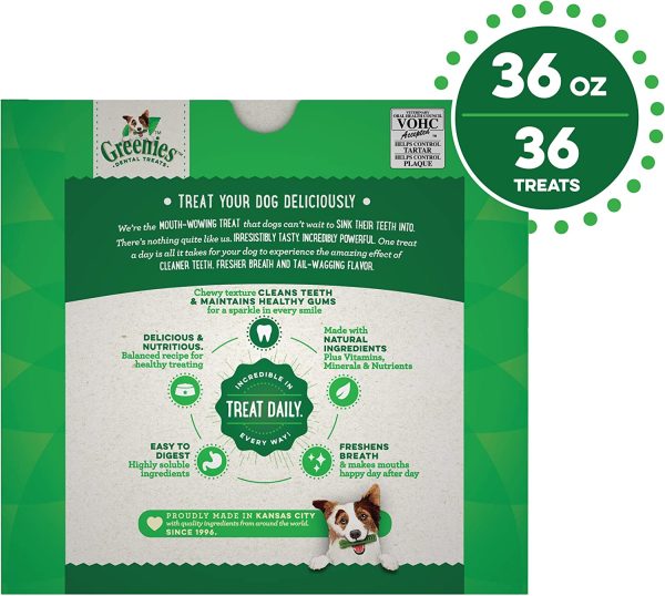 Greenies Original Regular Dental Dog Treat, 1kg (36 treats), Adult, Small/Medium/Large