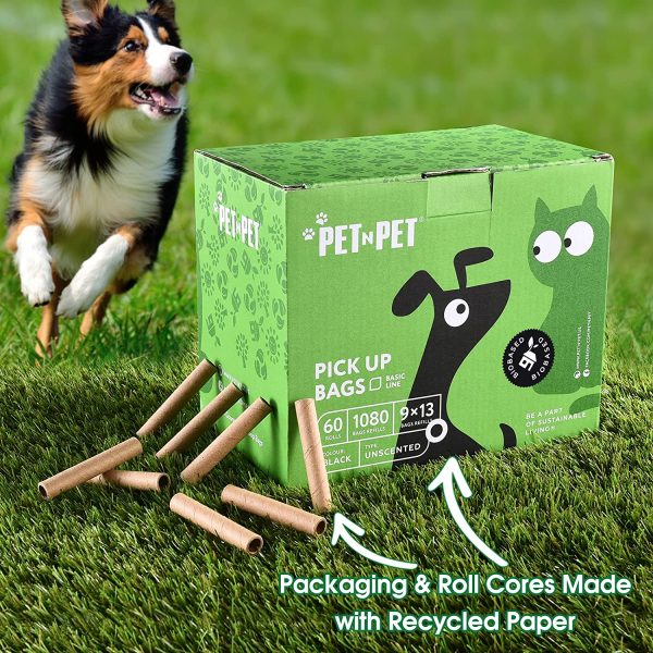 PET N PET Poop Bags Earth-Friendly 1080 Counts 60 Rolls Unscented Poo Bags Large Black Dog Waste Bags 9 x 13 inches - Image 4